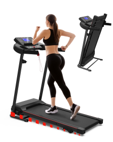 Foldable Treadmill Fitness Walking Machine (Color: black)