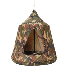 VEVOR Hanging Tree Tent, 330 LBS Capacity Hanging Tent Swing for Indoor and Outdoor Hammock Sensory Swing Chair w/LED Lights String, Inflatable B (Color: Camouflage, Type: Fully Enclosed)